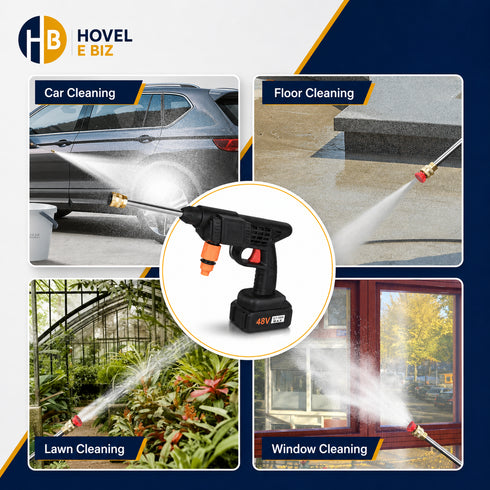48V Cordless High Pressure Washer Gun for Car, Bike, Solar & Home