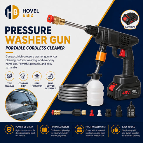 48V Cordless High Pressure Washer Gun for Car, Bike, Solar & Home